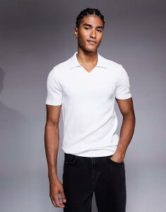 GC\X Y gbvX |Vc ASOS DESIGN muscle fit polo rib WHITE zCg
