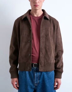 gbv} Y AE^[ WPbgEu] XG[h WPbg Topman faux suede harrington jacket BROWN uE
