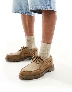 yz GC\X Y T_ V[Y ASOS DESIGN boat shoes in leather and suede with cleated soles BEIGE