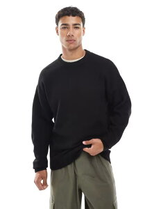 �W���b�N �A���h �W���[���Y �����Y �A�E�^�[ �j�b�g�E�Z�[�^�[ �Z�[�^�[ Jack & Jones oversized fluffy sweater Black �u���b�N