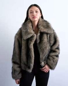gbvVbv fB[X AE^[ WPbgEu] tWbv WPbg Topshop faux fur zip through bomber jacket in natural natural