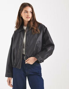 GC\X fB[X AE^[ WPbgEu] Be[W U[ WPbg ASOS DESIGN vintage wash leather look bomber jacket in washed Washed black ubN