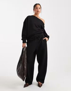 �G�C�\�X ���f�B�[�X �{�g���X �J�W���A���p���c �p���c �X�E�F�b�g�p���c ASOS DESIGN oversized brushback sweatpants with cuffed hems detail Black �u���b�N