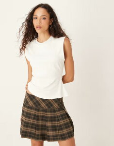 �G�C�\�X ���f�B�[�X �g�b�v�X T�V���c �A�V�����g���[ ASOS DESIGN waist detail asymmetric sharp shoulders tee WHITE �z���C�g