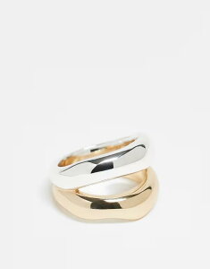 yz AhAU[Xg[[Y fB[X O ANZT[ & Other Stories triple stacked ring in gold and silver Multi