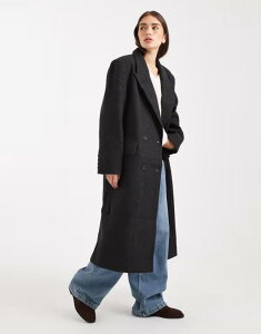 �G�C�\�X ���f�B�[�X �A�E�^�[ �R�[�g ASOS DESIGN oversized dad coat in heathered Black �u���b�N