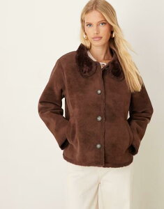 GC\X fB[X AE^[ WPbgEu] X^hlbN XG[h WPbg ASOS DESIGN funnel neck faux suede bonded jacket in chocolate chocolate `R[g