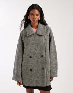 �G�C�\�X ���f�B�[�X �A�E�^�[ �R�[�g ASOS DESIGN oversized mid length pea coat in herringbone Herringbone