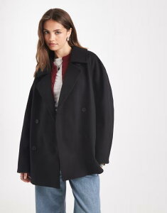 �G�C�\�X ���f�B�[�X �A�E�^�[ �R�[�g ASOS DESIGN oversized mid length pea coat Black �u���b�N