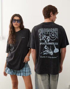 �R���[�W���� ���f�B�[�X �g�b�v�X T�V���c ���B���e�[�W �v�����g �V���c COLLUSION Unisex t-shirt with vintage washed back print black �u���b�N