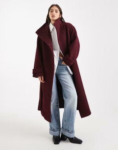 �G�C�\�X ���f�B�[�X �A�E�^�[ �W���P�b�g�E�u���]�� �R�[�g ASOS DESIGN cozy longline formal coat Burgundy �o�[�K���f�B