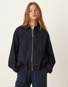 GC\X fB[X AE^[ WPbgEu] fj WPbg ASOS DESIGN denim bomber jacket with bubble hem in rinse wash Rinse Wash fj