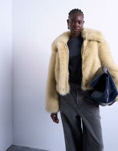 gbvVbv fB[X AE^[ WPbgEu] WPbg Topshop faux fur zip thru bomber jacket in buttermilk Buttermilk