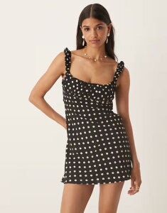 �L�X�U�X�J�C ���f�B�[�X �g�b�v�X �����s�[�X �h�b�g�� �h�b�g �~�j Kiss The Sky polka dot mini day dress Black �u���b�N