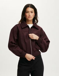 RbgI fB[X AE^[ WPbgEu] XG[h Rbg WPbg Cotton:On Cotton On Sophie faux suede bomber jacket Burgundy o[KfB
