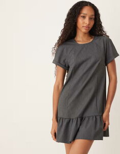 �G�C�\�X ���f�B�[�X �g�b�v�X �����s�[�X �N���[�l�b�N �~�j�����s�[�X �~�j ASOS DESIGN crew neck smock mini dress with dropped waist pinstripes Navy Pinstripes �l�C�r�[