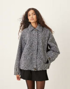 GC\X fB[X AE^[ WPbgEu] WPbg ASOS DESIGN top collar brushed bomber jacket gray O[