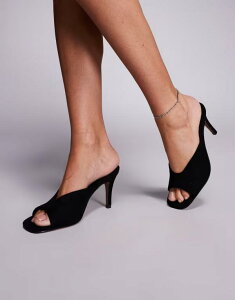 �G�C�\�X ���f�B�[�X �V���[�Y �T���_�� �X�G�[�h �q�[�� ASOS DESIGN Husky mid heel mules suedette Black suedette �u���b�N