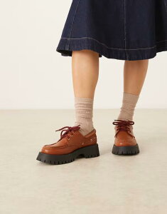 GC\X fB[X V[Y fbLV[Y [X ASOS DESIGN Monsoon chunky lace up boat shoes in tan TAN ^