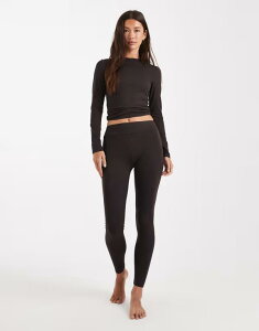 �~�X�Z���t�t���b�W ���f�B�[�X �{�g���X ���M���X Miss Selfridge sculpted leggings in chocolate Chocolate �`���R���[�g