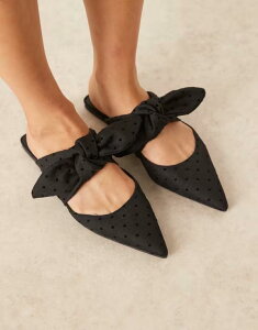 �G�C�\�X ���f�B�[�X �V���[�Y �T���_�� �h�b�g�� �h�b�g ASOS DESIGN Lunar bow detail mules polka dot Black polka dot �u���b�N