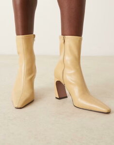 �G�C�\�X ���f�B�[�X �V���[�Y �u�[�c�E���C���u�[�c �A���N�� �u�[�c �q�[�� ASOS DESIGN Esme bone banana heel ankle boots in buttermilk Buttermilk