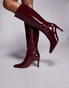 �p�u���b�N�f�U�C�A ���f�B�[�X �V���[�Y �u�[�c�E���C���u�[�c �q�[�� Public Desire Pose square toe heeled knee boots Burgundy high shine �o�[�K���f�B