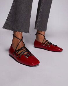 �p�u���b�N�f�U�C�A ���f�B�[�X �V���[�Y �u�[�c�E���C���u�[�c ���[�X Public Desire lace up shoes in cherry Cherry Red ���b�h