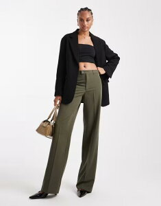 �x�����[�_ ���f�B�[�X �{�g���X �J�W���A���p���c �X�g���[�g �p���c Vero Moda Tall straight leg dress pants with creased front in leaf Grape leaf �O���[�v