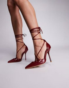 �V�~ ���f�B�[�X �V���[�Y �q�[�� SIMMI Shoes Simmi London Onix pointed toe heeled shoes with tie leg straps Red pu ���b�h