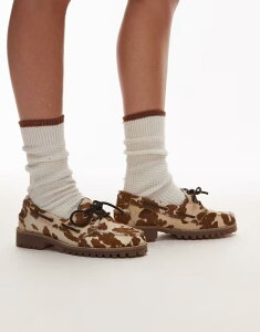 uNX fB[X V[Y fbLV[Y vg U[ Bronx Sie-nna boat shoes in cow print leather Cow print