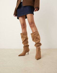 �G�C�\�X ���f�B�[�X �V���[�Y �u�[�c�E���C���u�[�c �X�G�[�h �u�[�c ASOS DESIGN Wide Fit Cydney slouch pull on knee boots in sand suedette Sand �T���h
