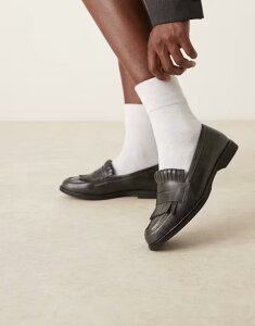 O}X fB[X V[Y Xb|E[t@[ [t@[ tW Glamorous fringed loafers BLACK PU ubN