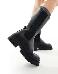 �I�����[ ���f�B�[�X �V���[�Y �u�[�c�E���C���u�[�c ���U�[ �t�F�C�N���U�[ ONLY faux leather chunky boots Black �u���b�N