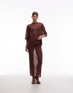 �G�C�\�X ���f�B�[�X �{�g���X �X�J�[�g ���b�V�� �V�A�[ �}�L�V ASOS DESIGN sheer mesh maxi skirt BROWN �u���E��