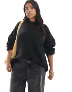 �G�C�\�X ���f�B�[�X �A�E�^�[ �j�b�g�E�Z�[�^�[ �N���[�l�b�N �Z�[�^�[ ASOS Curve ASOS DESIGN Curve oversized crew neck sweater with curved hem Black �u���b�N