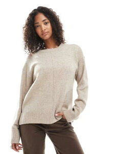 �s�[�V�[�Y ���f�B�[�X �A�E�^�[ �j�b�g�E�Z�[�^�[ �Z�[�^�[ �j�b�g Pieces seam detail knit sweater in heathered TAUPE GRAY MELANGE �O���[