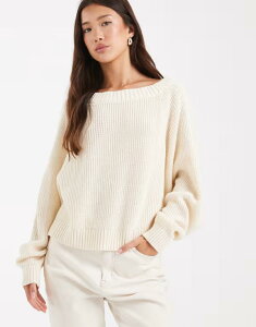 �~�X�Z���t�t���b�W ���f�B�[�X �A�E�^�[ �j�b�g�E�Z�[�^�[ �Z�[�^�[ �j�b�g Miss Selfridge oversized slouchy knit sweater in buttermilk CREAM �N���[��