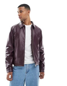 �G�C�\�X �����Y �A�E�^�[ �W���P�b�g�E�u���]�� ���U�[ �t�F�C�N���U�[ �W���P�b�g ASOS DESIGN faux leather harrington jacket Burgundy �o�[�K���f�B