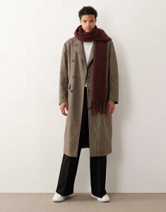 �G�C�\�X �����Y �A�E�^�[ �R�[�g �E�[�� ASOS DESIGN plaid wool look oversized longline coat BROWN PLAID �u���E��