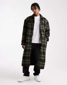 �G�C�\�X �����Y �A�E�^�[ �R�[�g �E�[�� ASOS DESIGN wool look oversized coat plaid BROWN �u���E��
