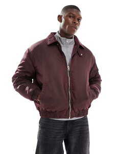 GC\X Y AE^[ WPbgEu] WPbg ASOS DESIGN wadded bomber jacket in washed Burgundy o[KfB