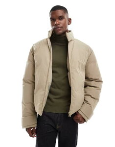 �G�C�\�X �����Y �A�E�^�[ �W���P�b�g�E�u���]�� �X�^���h�l�b�N �W���P�b�g ASOS DESIGN puffer jacket with funnel neck in stone STONE �X�g�[��