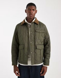 WbN Ah W[Y Y AE^[ WPbgEu] LeBO WPbg Jack & Jones quilted jacket with cord collar in dark Forest Night tHXg