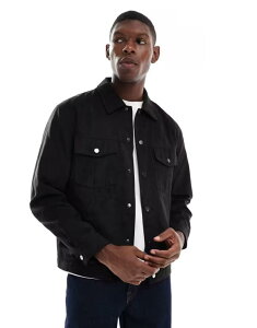 I[AhTY Y AE^[ WPbgEu] XG[h WPbg ONLY & SONS faux suede trucker jacket Black ubN