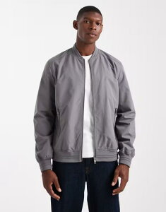 X[hxA Y AE^[ R[g WPbg Threadbare zip front rainproof bomber jacket with pockets in slate Slate gray X[g