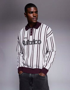 �G�C�\�X �����Y �g�b�v�X �|���V���c �j�b�g �O���t�B�b�N ASOS DESIGN oversized textured knit polo shirt with sports graphic Multi �}���`�J���[