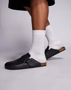 GC\X Y V[Y T_ ASOS DESIGN mule clog sandals tumbled with cork soles Black ubN