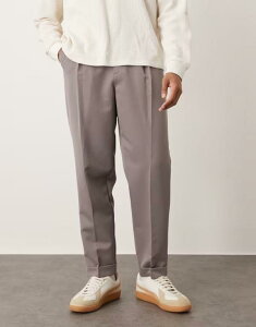 GC\X Y {gX JWApc pc ASOS DESIGN smart relaxed tapered pants with turn-up Mid Brown uE