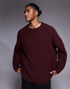 �G�C�\�X �����Y �A�E�^�[ �j�b�g�E�Z�[�^�[ �N���[�l�b�N �Z�[�^�[ �j�b�g ASOS DESIGN super oversized knit crew neck sweater Burgundy �o�[�K���f�B